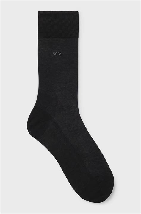 BOSS - Regular-length logo socks in mercerised Egyptian cotton - Black