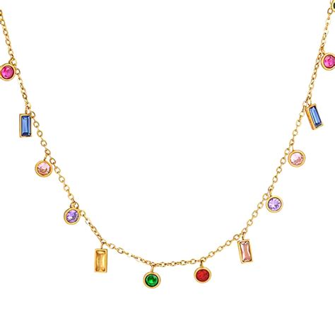 Peora Gold Plated Multi Color Crystal Studded Necklace Fashion ...