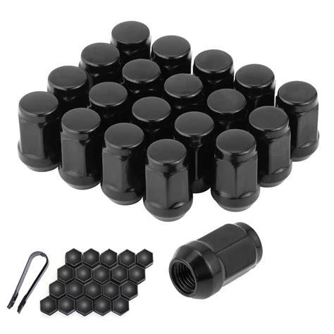 1/2x20 Black Lug Nuts, 19mm (3/4") Hex, 1.38" Long, Set of 20 Acorn ...