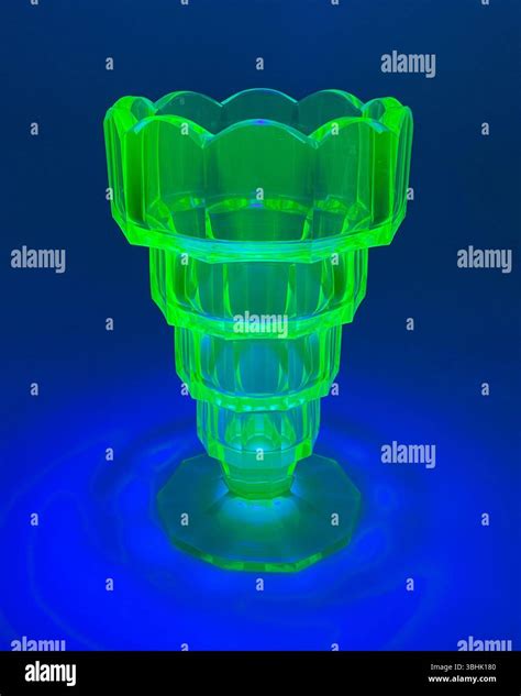 Antique 1910-20s Moser Art Deco uranium glass vase Stock Photo - Alamy