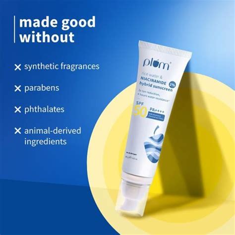 Plum Sunscreen - SPF 50 PA++++ Rice Water & 2% Niacinamide Sunscreen ...