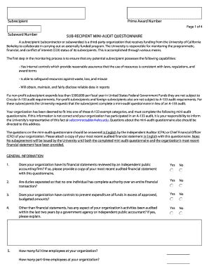 Fillable Online spo berkeley Subrecipient Commitment Form Fax Email ...