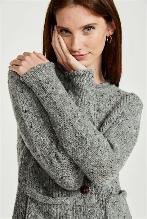Avondale Ladies Tweed Cardigan - Light Grey