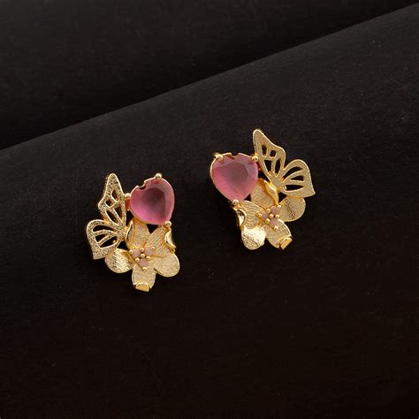 Love Paradise Pink Gem Butterfly Studs – VOYLLA