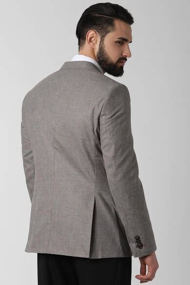 Buy Men Grey Textured Slim Fit Formal Blazer Online - 426180 | Peter ...