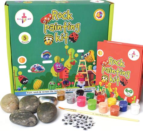 Kalakaram DIY Rock Painting Kit, Comes with 5 Re-usable Rocks, Ultimate ...