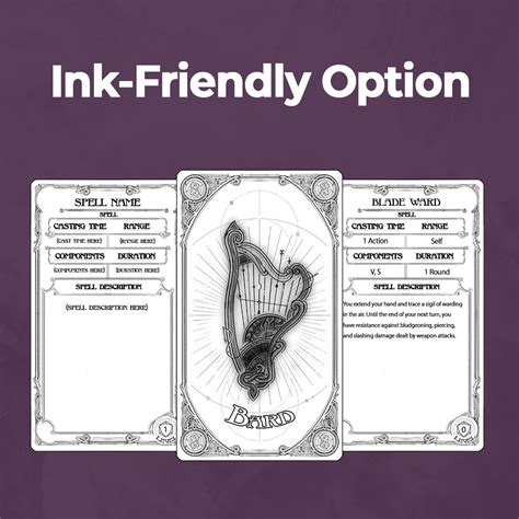 Bard Spell Cards - D&D 5e Spell Cards - Fillable PDF