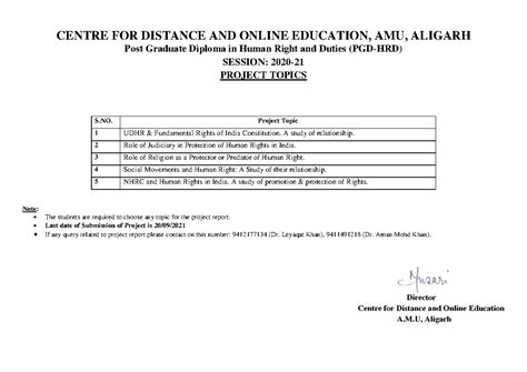 Project Topics Post Graduate Diploma in Human Right and Duties (PGD-HRD ...