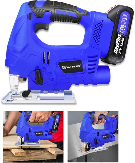Jigsaw Tool, Cordless Electric Jigsaw 100mm Cutting Depth, Swivel Soleplate for 45° Mitre Cuts ...