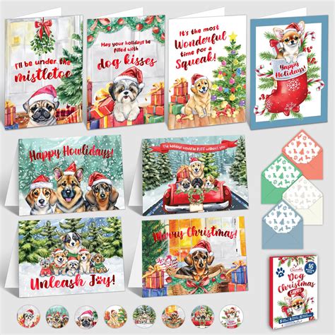 Amazon.com : ALY LOU Christmas Cards, Dog Holiday Card Box Set Pack ...