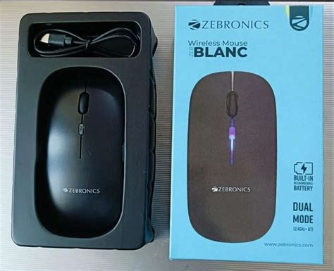 ZEBRONICS Blanc Ambidextrous Optical Mouse Slim Wireless Mouse ...