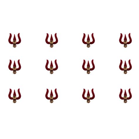 Comet Busters Fancy Maroon Trishul Design Bindi With Stone Work (7mm)(