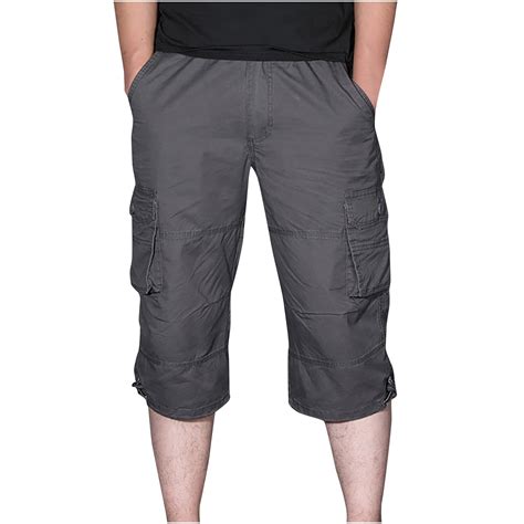 zbxnLI Men's Cargo Capri Pants for Mens Big and Tall Capris Baggy Crop ...