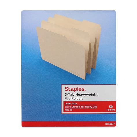 Buy Staples Heavy Duty File Folder, 1/3 Cut Tab, Letter Size, Manila ...