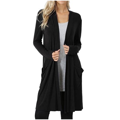 Yoeyez Black Cardigan Sweaters for Women, Casual Autumn Winter Shrug ...