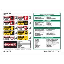 Chemical Safety and Hazard Check Labels - Brady Part: 716-1LS | Brady ...