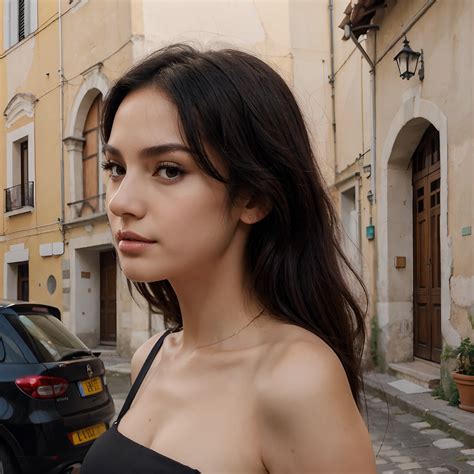 Beautiful Woman in Italy,Black Hair,Slim face ,Small nose ,Long Jawline ...