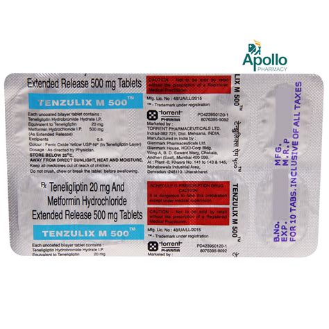 Tenzulix M 500 Tablet 10's Price, Uses, Side Effects, Composition ...