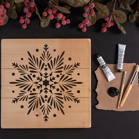 Buy Large Snowflake Stencil for Painting Reusable Winter Template On Cliths