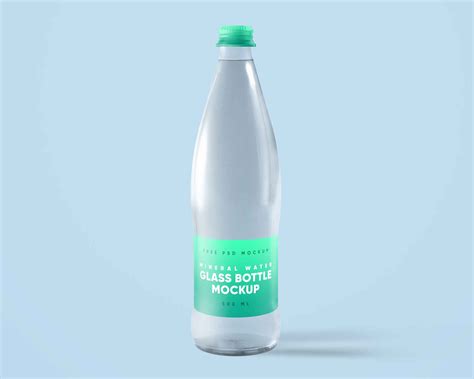 Free Glass Mineral Water Bottle Mockup (PSD)