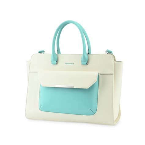 Buy Online Fastrack Chic Carry-All Laptop Tote in White and Blue ...
