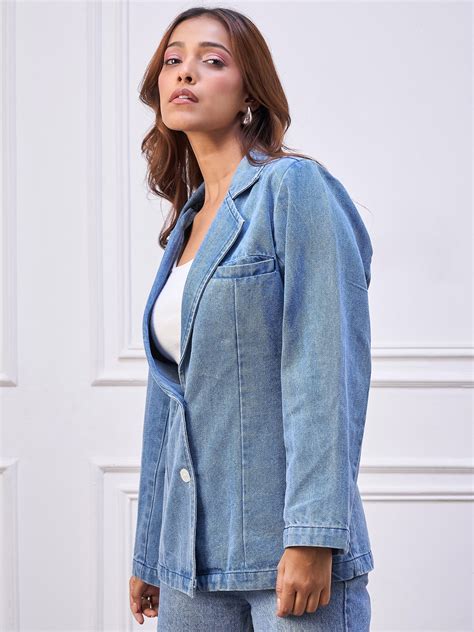 StyleStone Women's Denim Blazer Coat – Stylestone