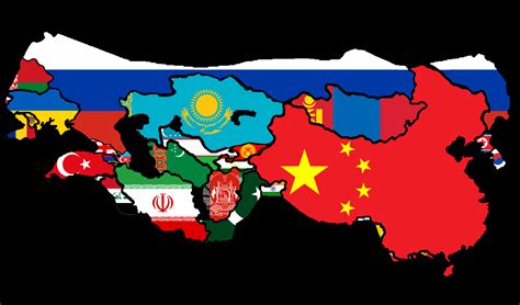 Flag map of the Mongolian empire with modern borders. : MapPorn