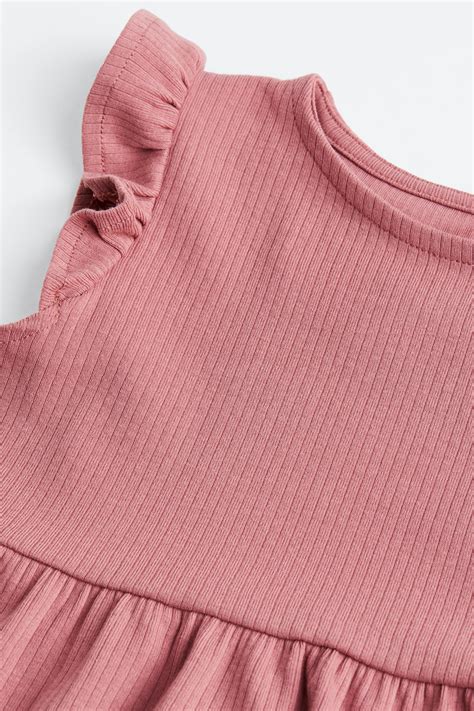 Ribbed jersey dress - Old rose - Kids | H&M IN