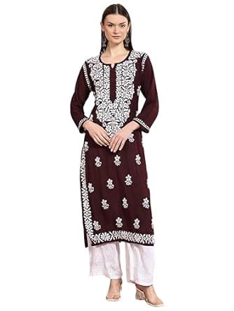 Buy POSHAK CHIKAN STUDIO Women's Hand Embroidered Lucknowi Chikankari ...