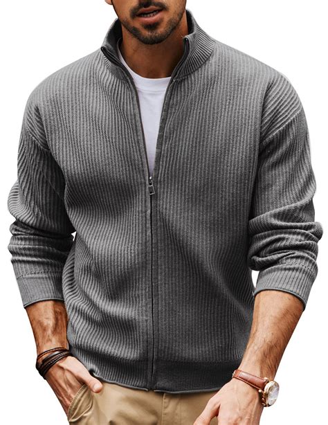 PJ PAUL JONES Zip up Cardigan Sweaters for Men Casual Full Zip Sweater ...