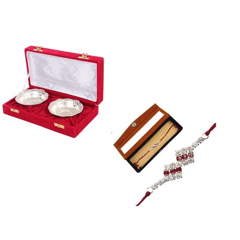JEWEL FUEL 2 Silver Plated Bowl Set and Rakhi Combo : Amazon.in: Fashion