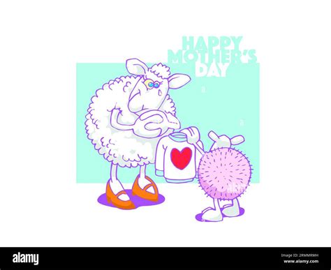 Cute funny Mother's Day art, lamb giving mother jumper from its own ...