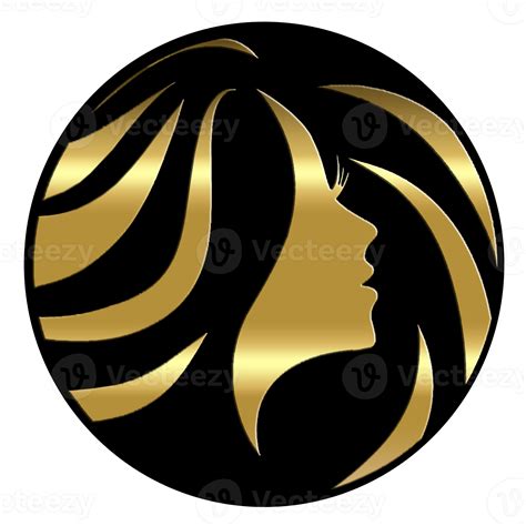 Hair Salon Logo Gold with Black Background 18876249 PNG