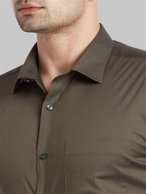 Men Green Slim Fit Solid Cotton Blend Shirts – MyRaymond