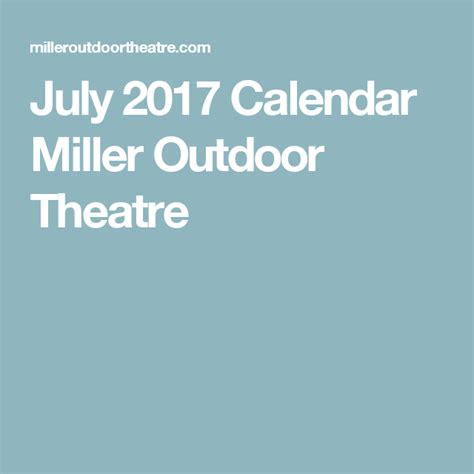 Miller Outdoor Theater Calendar - Preschool Calendar Printable