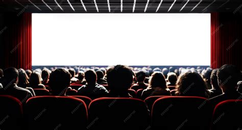 Premium Photo | People in the cinema auditorium with empty wide white ...