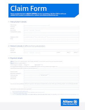 Allianz Physician Statement Form - Blank Fillable Template | Fill Out ...