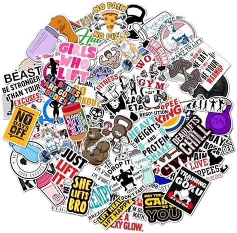 WallDesign Complete Fitness Inspiration Sticker Set of 78 Motivational ...