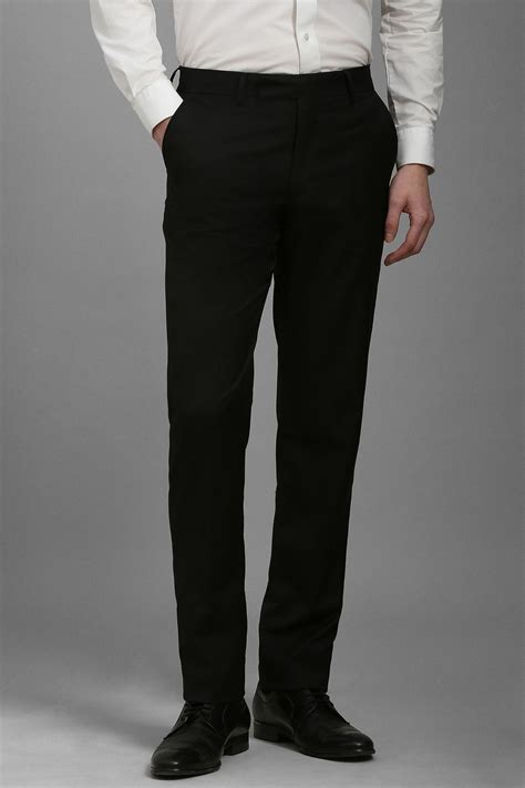 Buy Men Black Slim Fit Solid Flat Front Formal Trousers Online ...