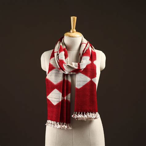 Red Kutch Handwoven Clamp Dyed Merino Wool x Katia Silk Shibori Stole