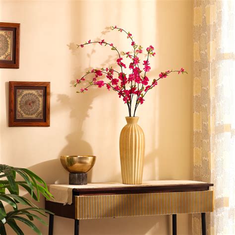Artificial Cherry Blossom Flower Stick (100 cm, Dark Pink) – Alamkari