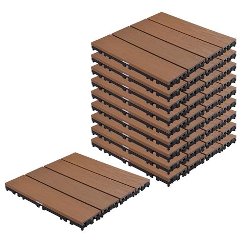 Sharpex WPC Deck Tiles with Interlocking | 10 Piece Floor Decking Water ...
