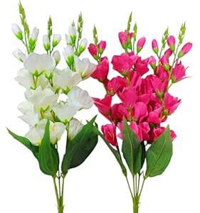 Buy SAF Artificial Gladiolus Flower Bunch (60cm Long, Dark Pink & White ...