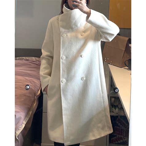 Cream White Wool Coats Only worn few times, high... - Depop