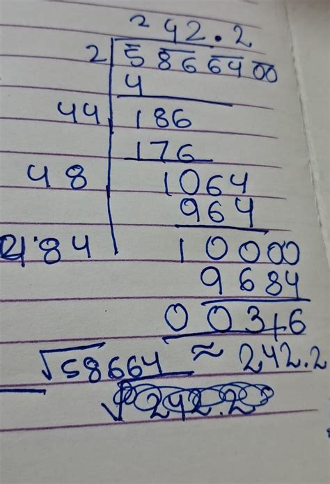 Find the square root of 58664by long division method - Brainly.in