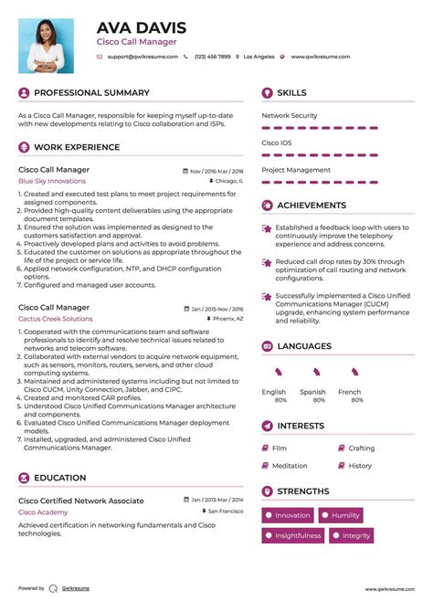 10+ Cisco Call Manager Resume Samples & Templates for 2025