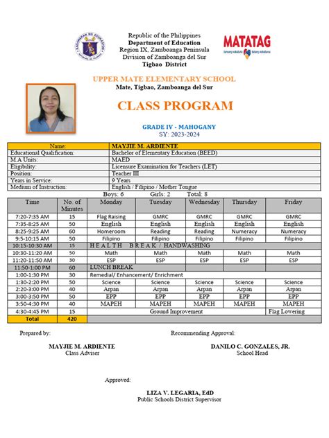 Image result for Grade 4 Class Program