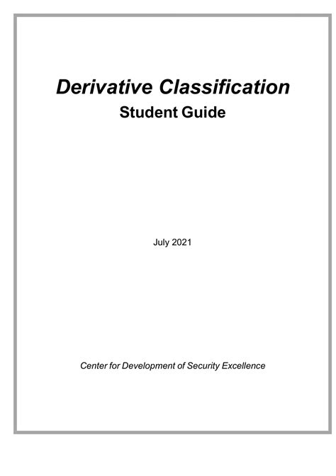 Derivative Classification Student Guide - NURSING NUS 699 - Stuvia US
