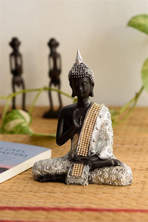 Buy eCraftIndia Handcrafted Meditating Lord Buddha Polyresin Idol (15 ...