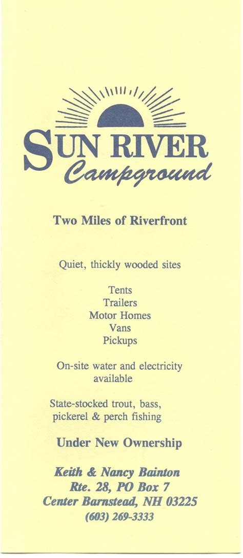 Sun River Campground New Hampshire: Camping on the Merrimack River